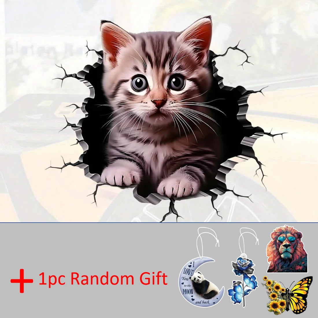 3D Cute Cat Car Sticker – Universal Vehicle & Laptop Decoration Decal (1PC)