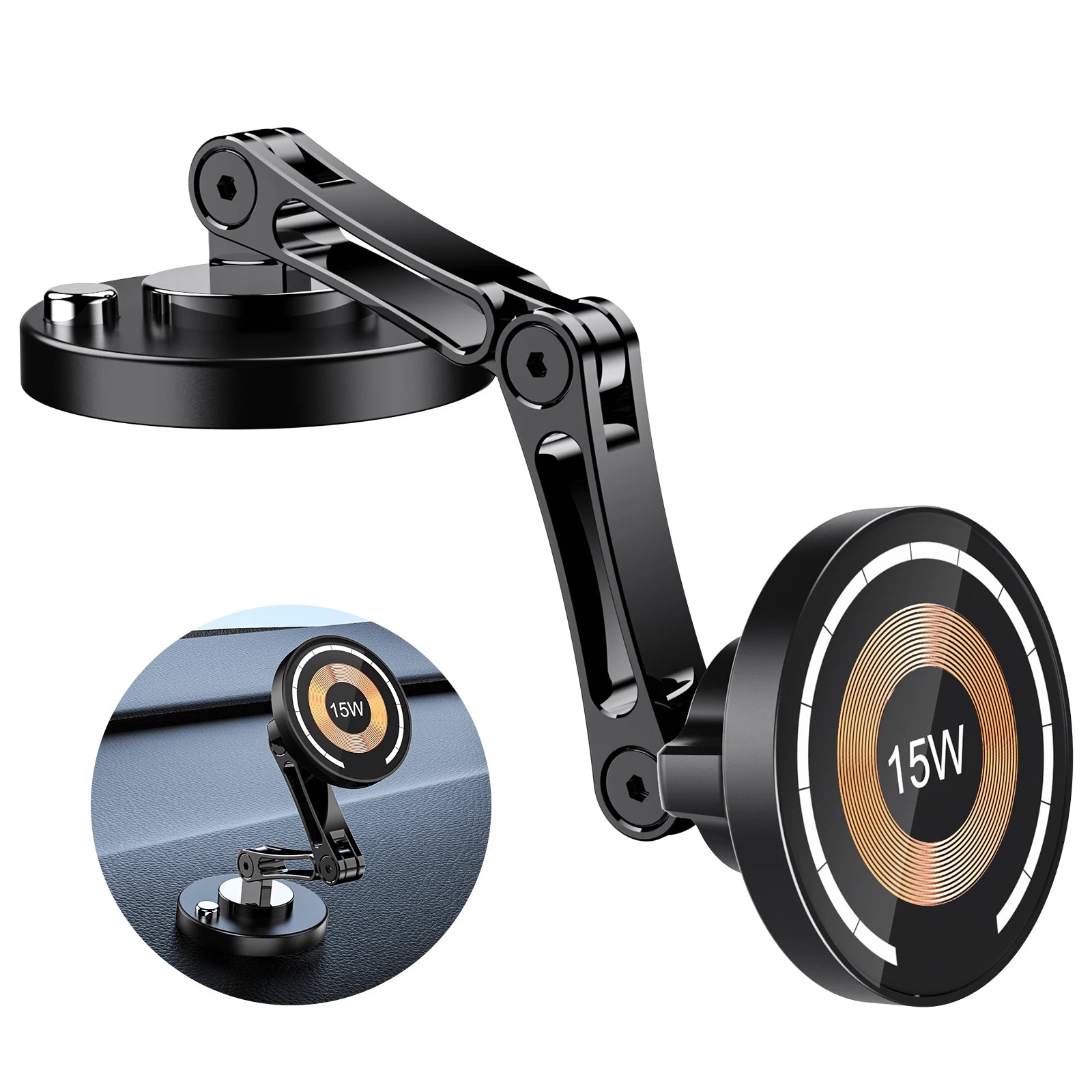 Magnetic Car Phone Holder & Wireless Charger 15W | מעמד טלפון מגנטי עם טעינה אלחוטית 15W