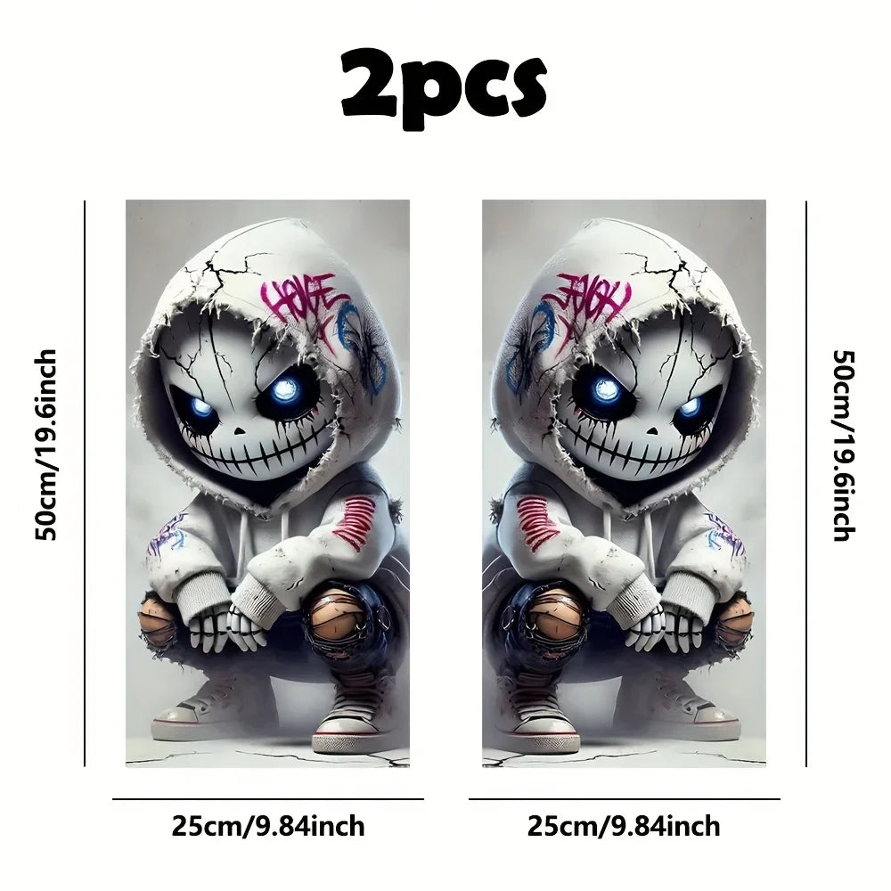 2PCS Car B-Pillar Sticker – Waterproof Sun-Resistant Vinyl Punk Style Car Door Decal