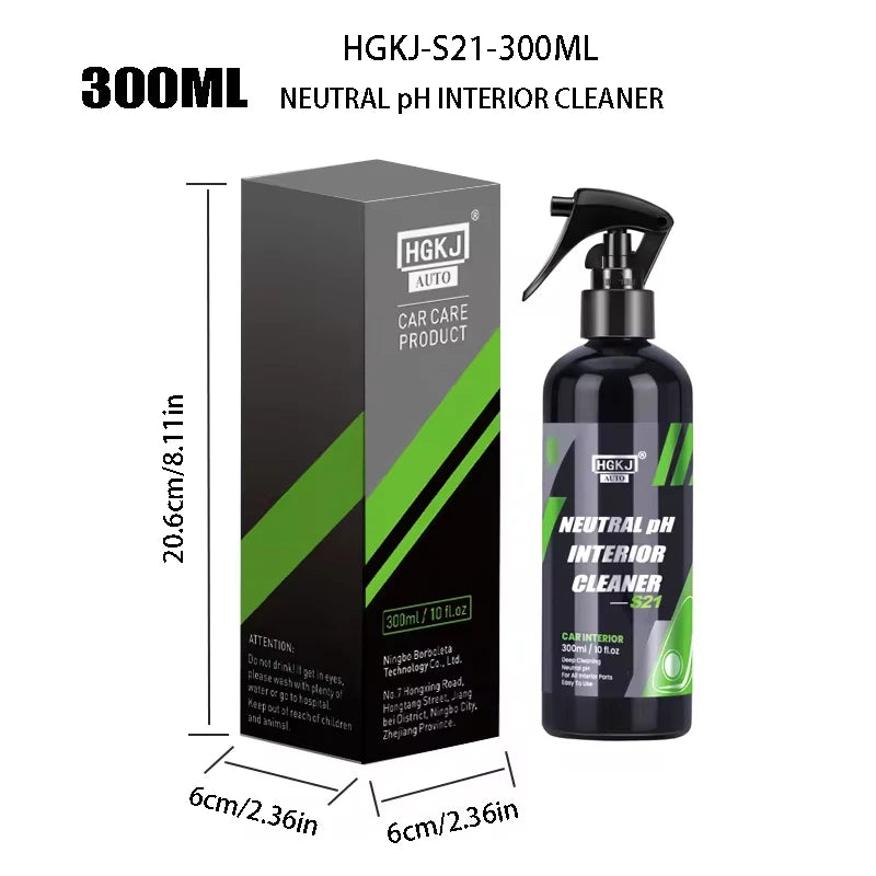 HGKJ S21 Car Interior Cleaner – Multi-Surface Foam Cleaner for Roof, Leather, Fabric & Dashboard