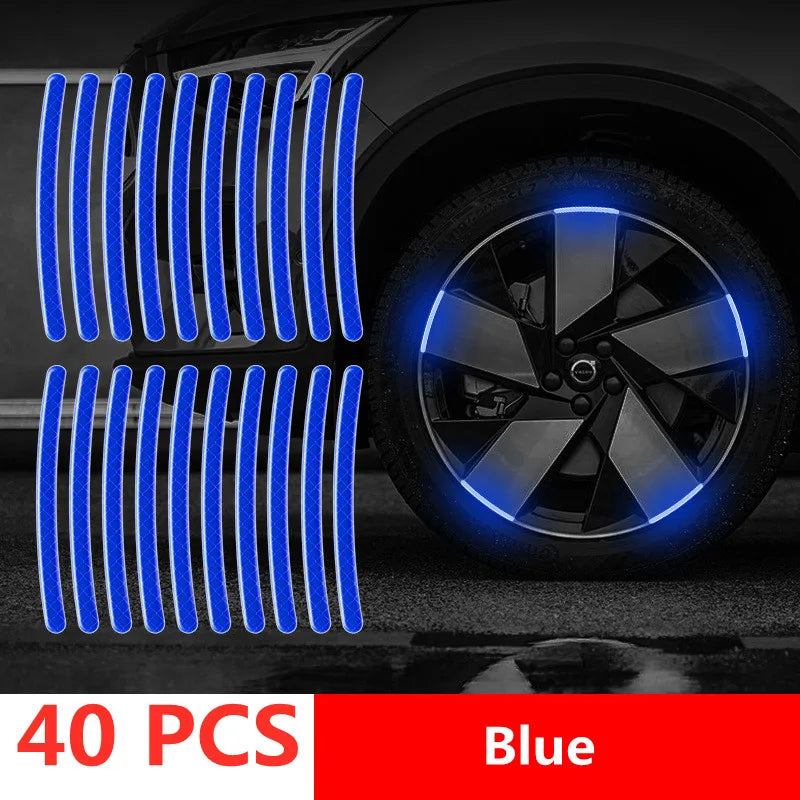 Car Wheel Hub Reflective Strips – Door Handle Safety Warning Stickers for Auto Exterior