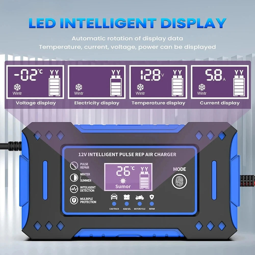 12V 6A Intelligent Car Motorcycle Battery Charger