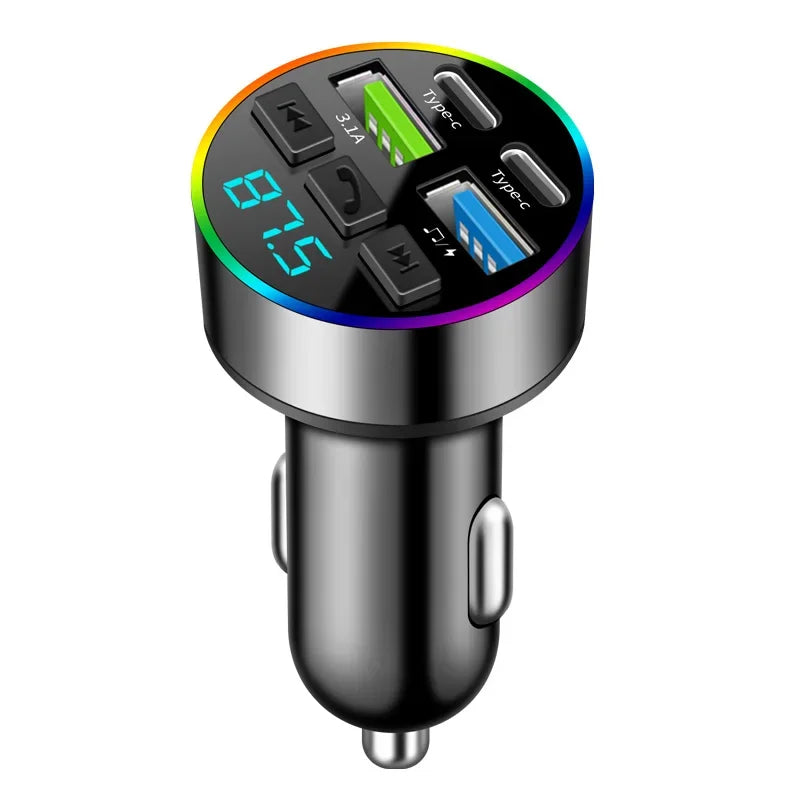 Bluetooth 5.0 FM Transmitter Car Charger – USB MP3 Player & Hands-Free Adapter