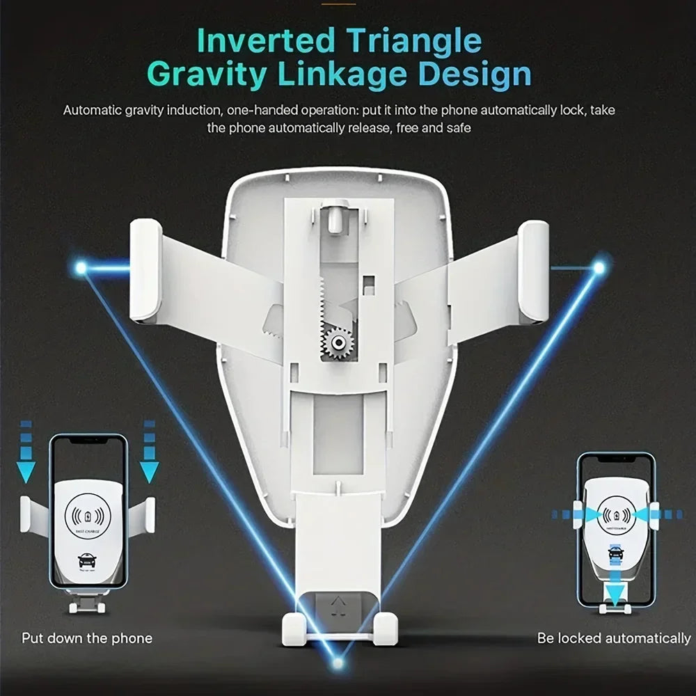 Fast Wireless Car Charger Holder – Auto Phone Mount for iPhone 17/16/15/14/13/12 & Samsung