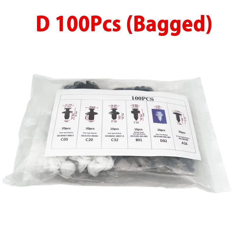 Car Body Fastener Clip Kit – Push Retainer Pins for Bumper, Door & Trim Panels (50/100 pcs)