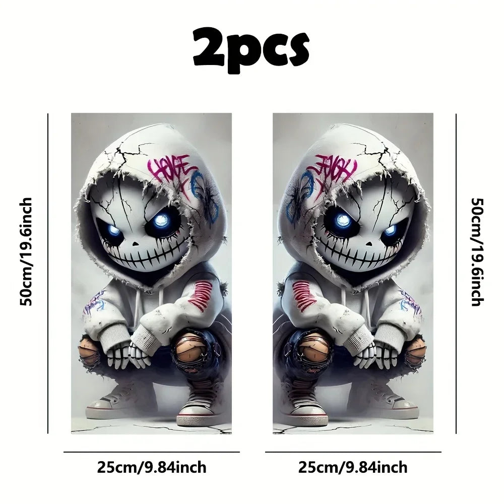 2PCS Car B-Pillar Sticker – Waterproof Sun-Resistant Vinyl Punk Style Car Door Decal