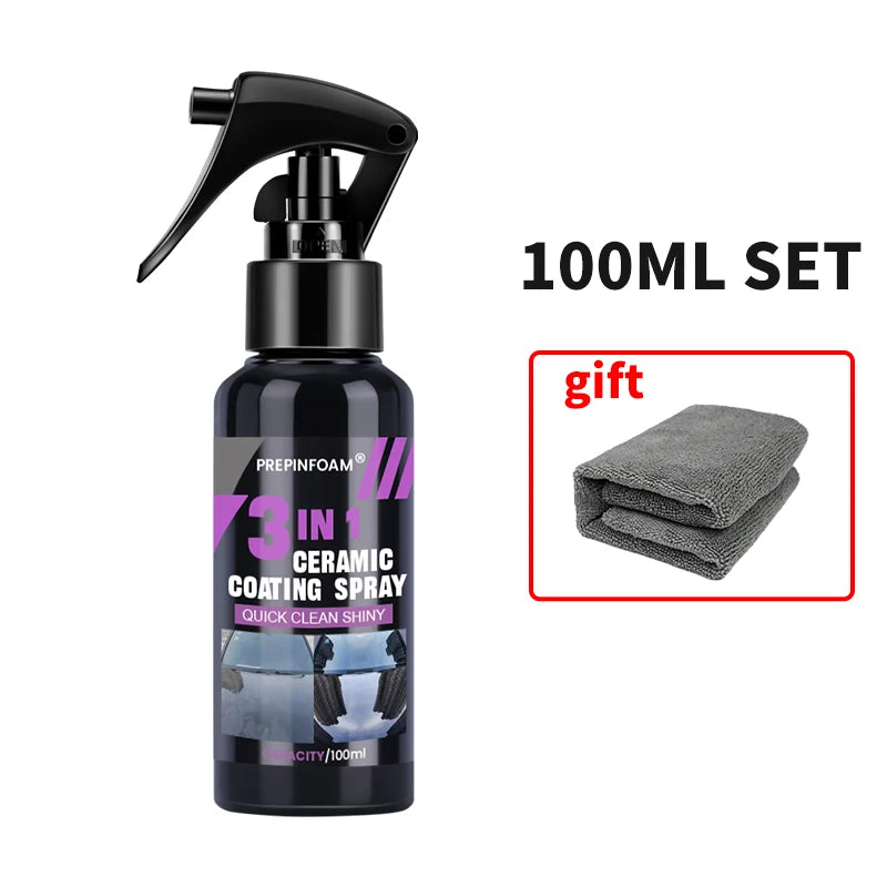 3-in-1 Ceramic Nano Coating Spray – Hydrophobic Car Paint Protection & Shine