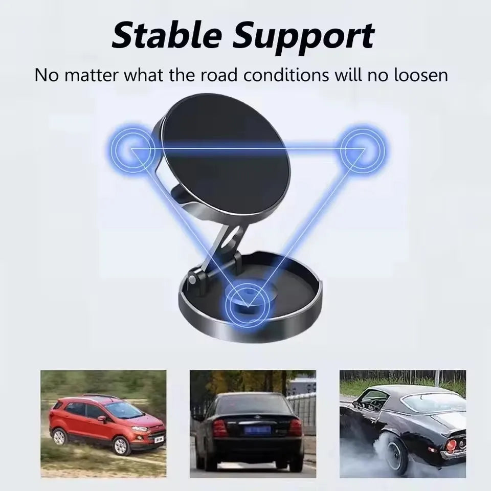 Round Foldable Magnetic Car Phone Holder 360° | מעמד עיגול מתקפל 360°