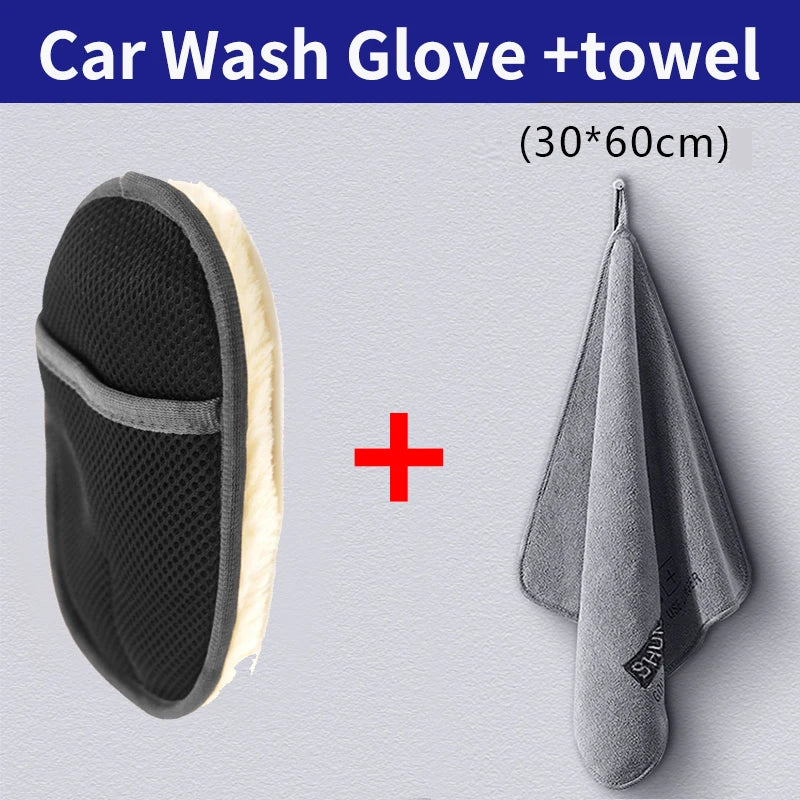 Ultra Soft Wool Car Wash Gloves – Scratch-Free Car & Motorcycle Cleaning Mitt