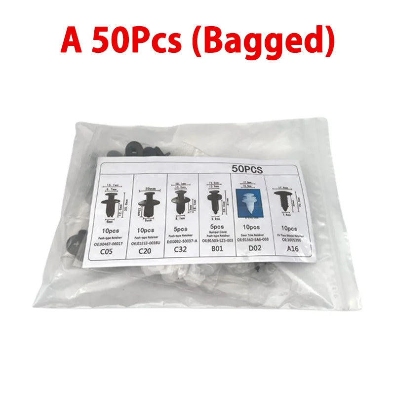 Car Body Fastener Clip Kit – Push Retainer Pins for Bumper, Door & Trim Panels (50/100 pcs)