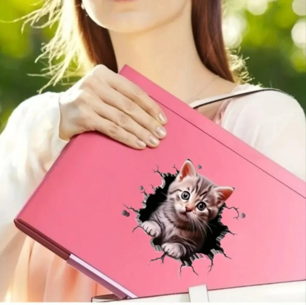 3D Cute Cat Car Sticker – Universal Vehicle & Laptop Decoration Decal (1PC)