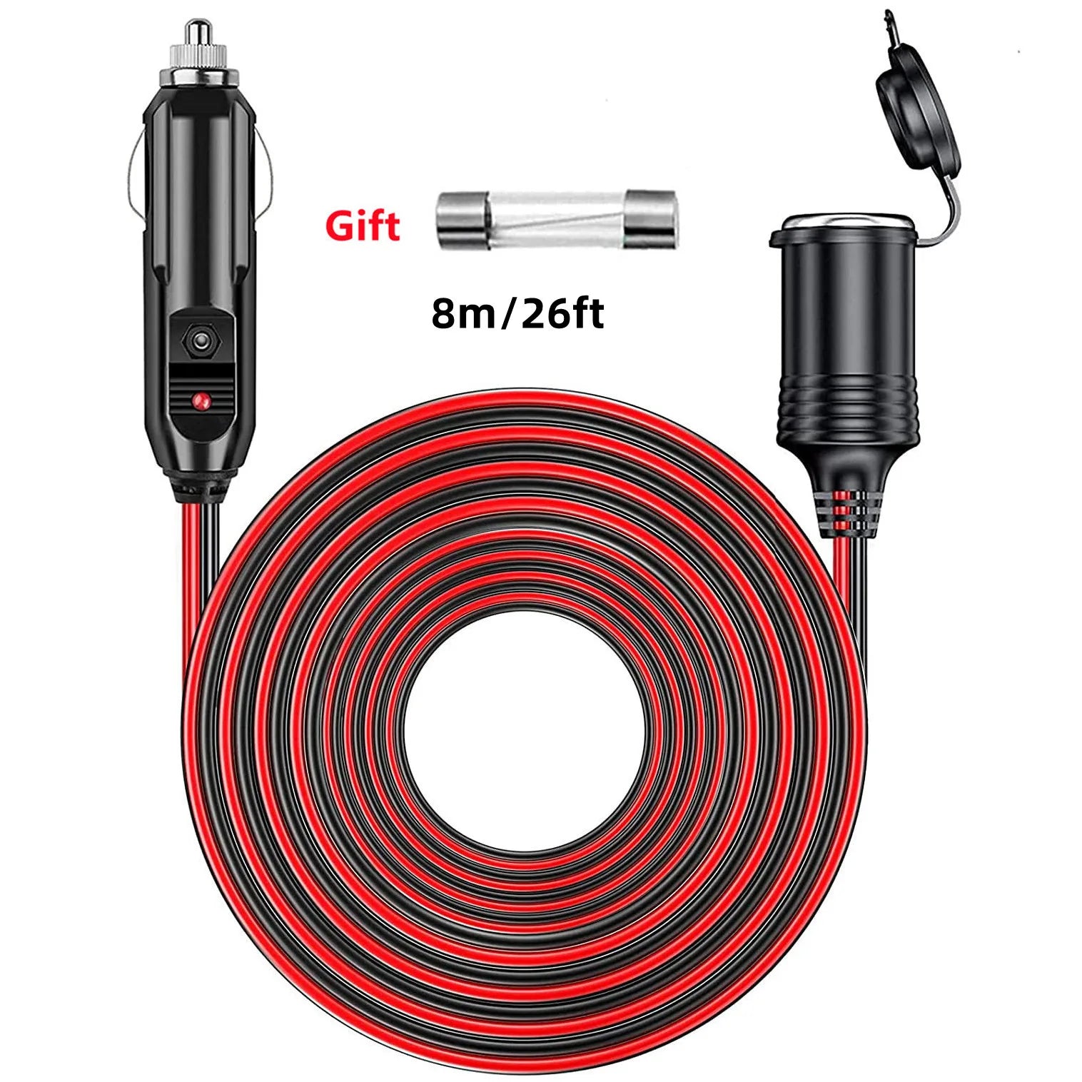 Car male plug cigarette lighter socket adapter power cord crocodile clip 12/24V male plug adapter power cord extender