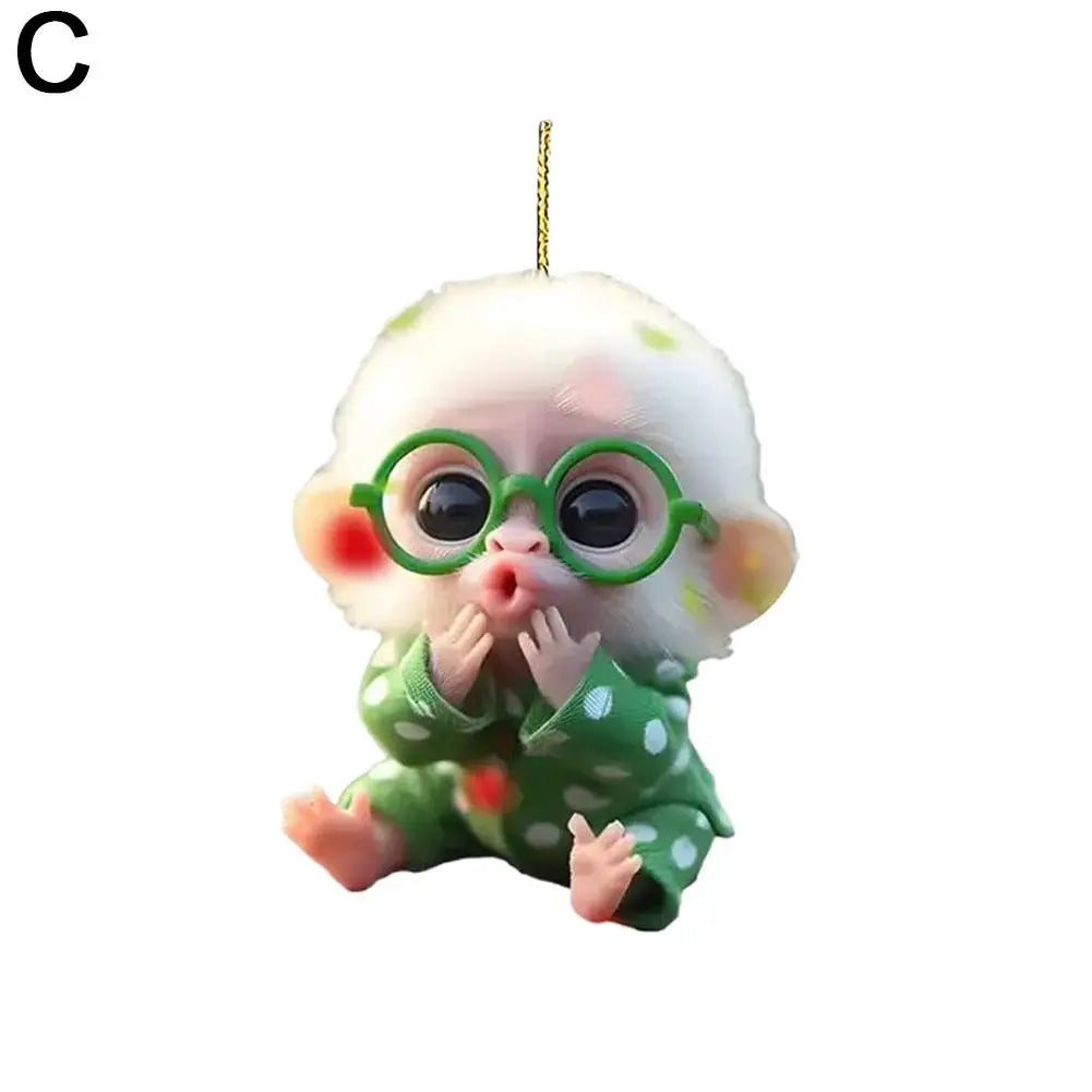 2D Acrylic Monkey Pendant – Personalized Car & Christmas Tree Decoration Ornament