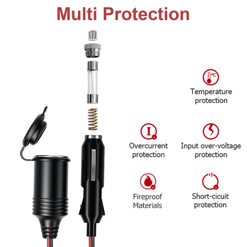 Car male plug cigarette lighter socket adapter power cord crocodile clip 12/24V male plug adapter power cord extender