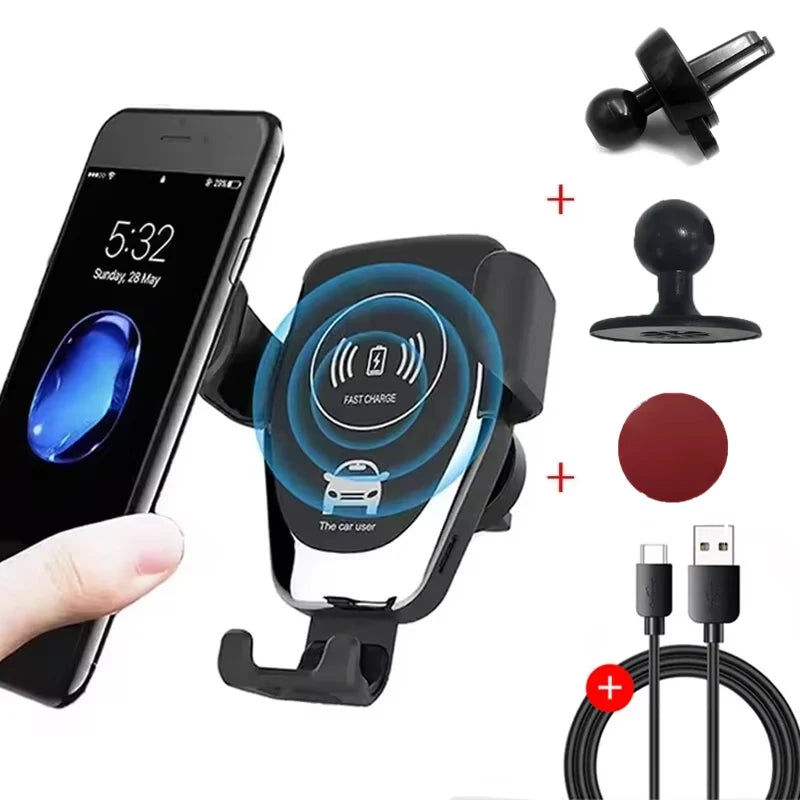 Fast Wireless Car Charger Holder – Auto Phone Mount for iPhone 17/16/15/14/13/12 & Samsung
