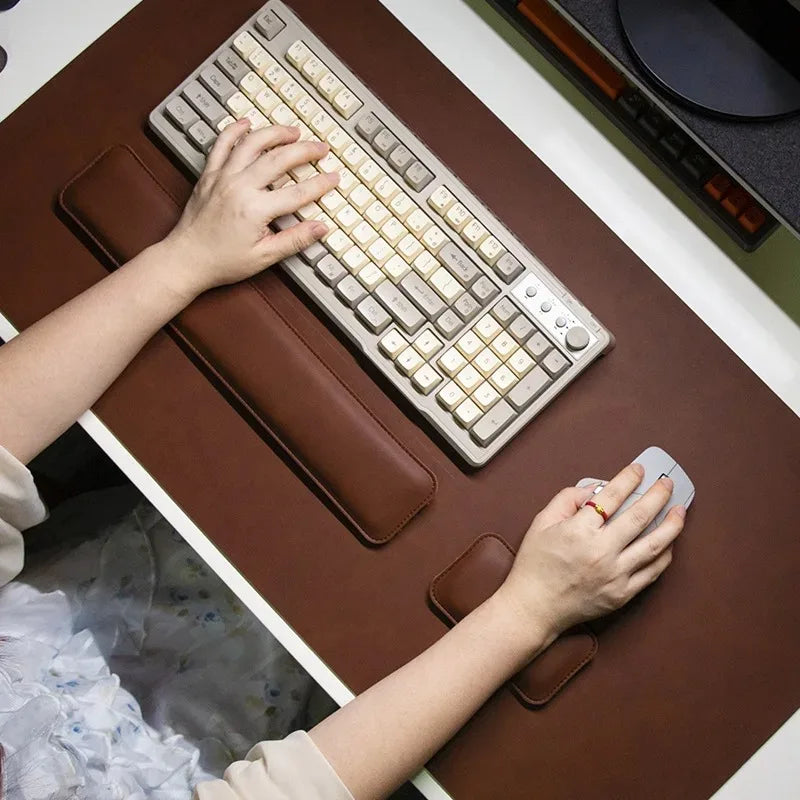 Wrist Pad Rest Keyboard Guard Three Pieces Desk Pad Waterproof PU Mouse Pad Large Mousepad