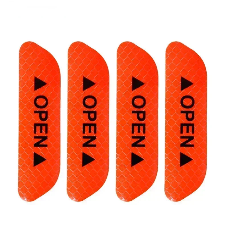 4PCS Reflective Car Door Stickers – Safety Warning Opening Reflector Decals