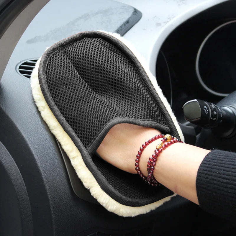 Ultra Soft Wool Car Wash Gloves – Scratch-Free Car & Motorcycle Cleaning Mitt