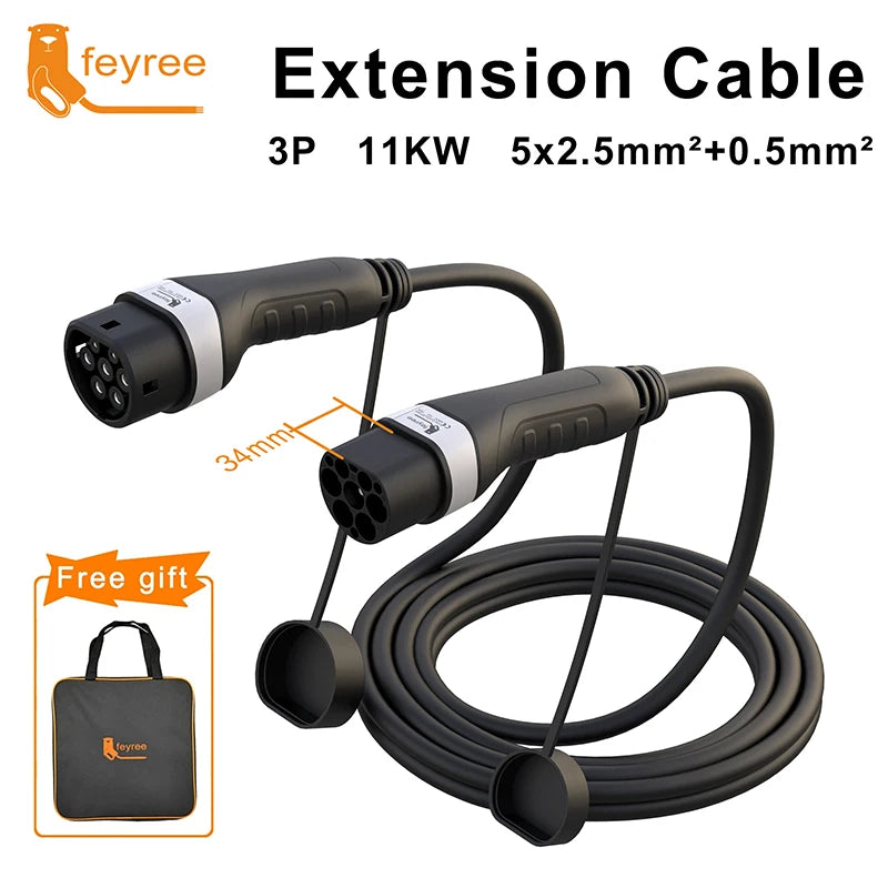 EV Charging Cable Type 2 16A/32A 4-22kW 5M | כבל טעינה EV Type 2 16A/32A 22kW