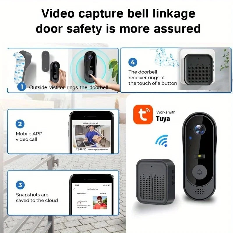 Tuya Smart Video Doorbell WiFi 1080P | דלתון חכם Tuya WiFi 1080P