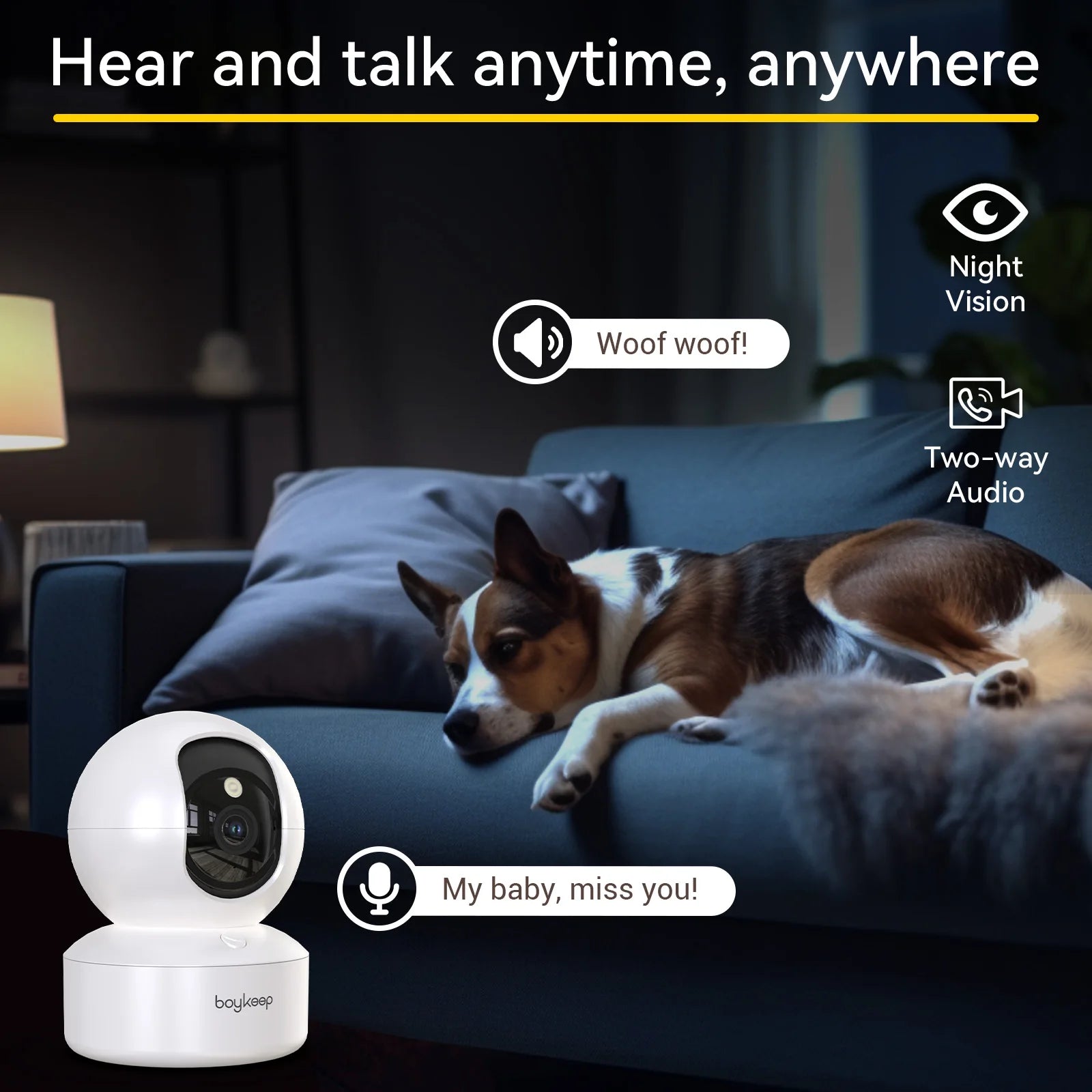 Smart WiFi Baby & Pet Camera 2K 360° | מצלמת תינוקות/חיות חכמה 2K 360°