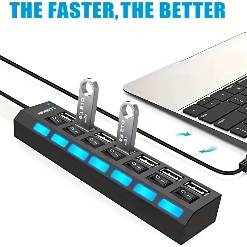USB HUB 2.0 4/7 Ports with LED Switch | מפצל USB 2.0 4/7 יציאות עם LED