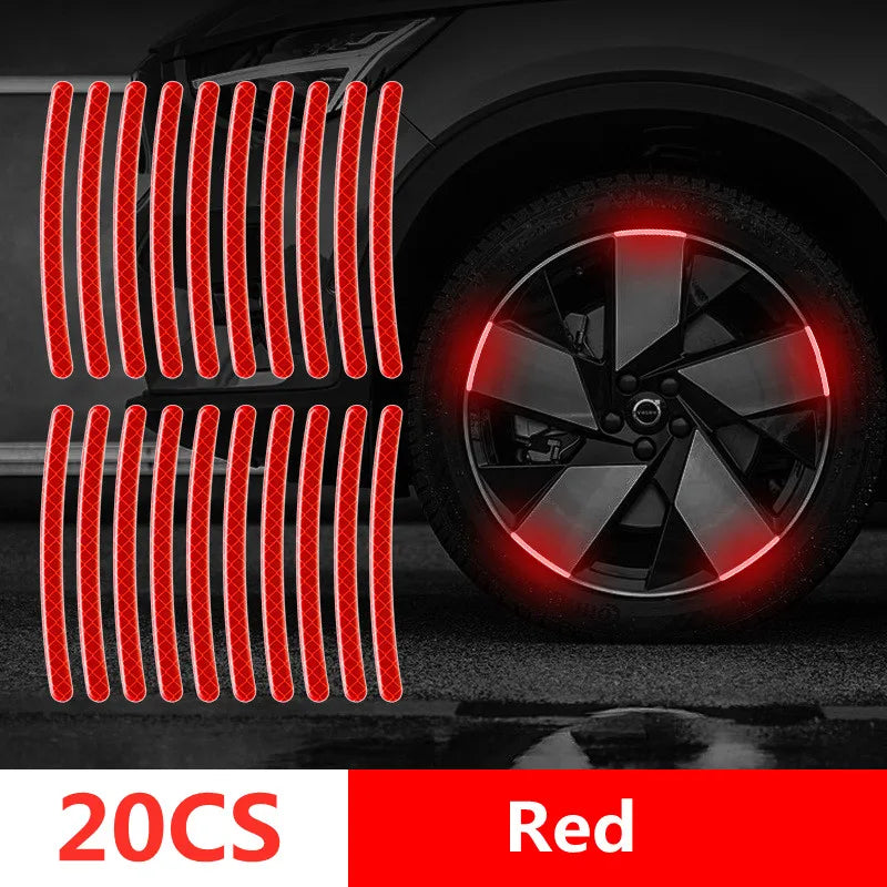 Car Wheel Hub Reflective Strips – Door Handle Safety Warning Stickers for Auto Exterior