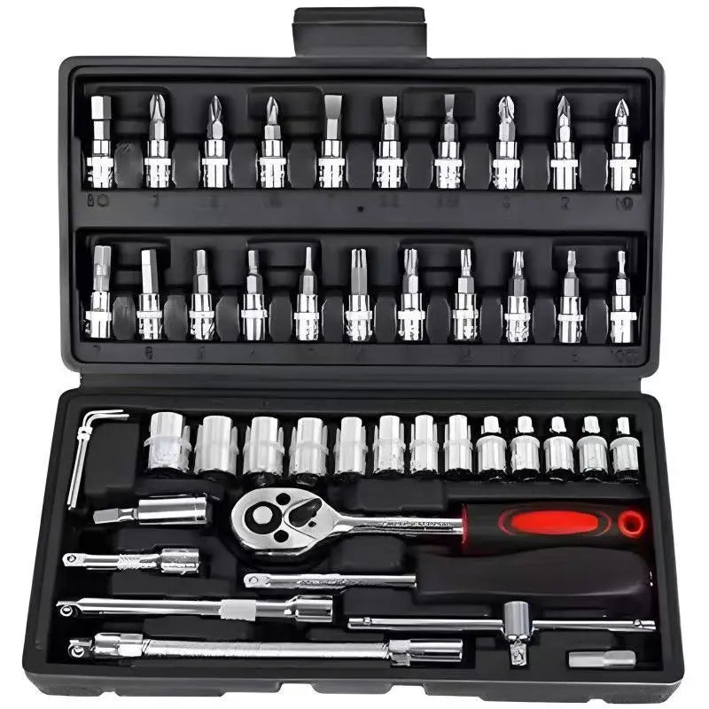 46Pcs 1/4" Ratchet Socket Wrench Set
