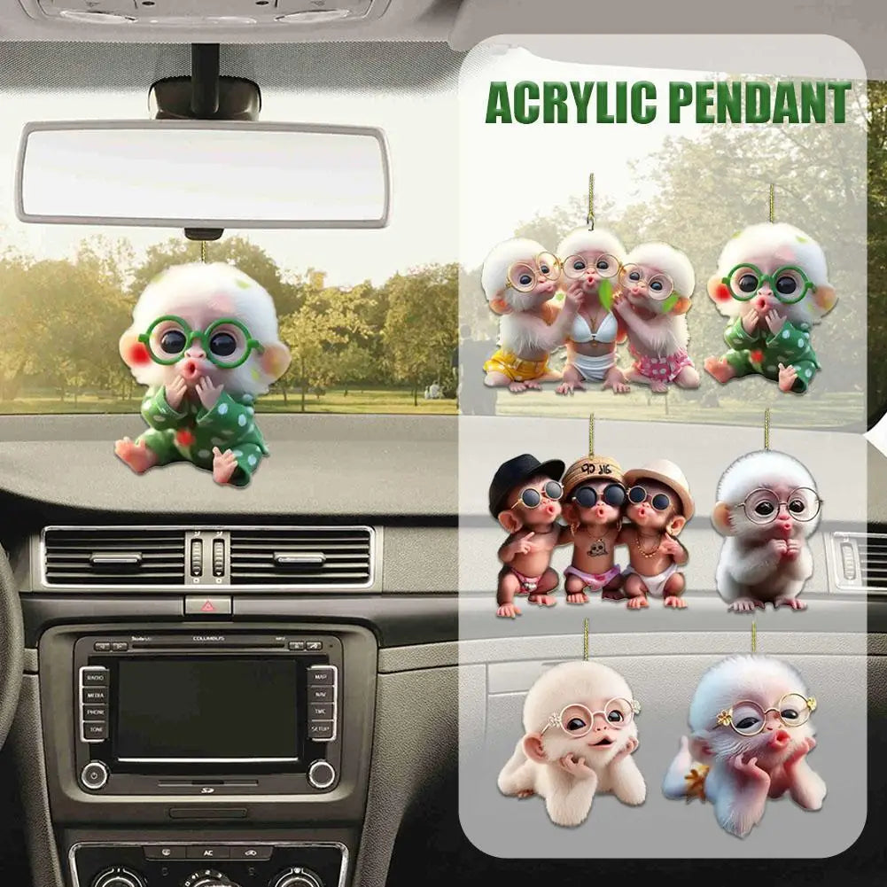 2D Acrylic Monkey Pendant – Personalized Car & Christmas Tree Decoration Ornament