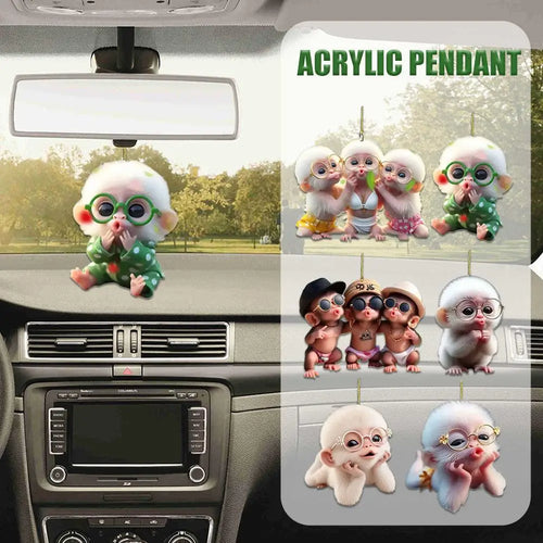 2D Acrylic Monkey Pendant – Personalized Car & Christmas Tree Decoration Ornament