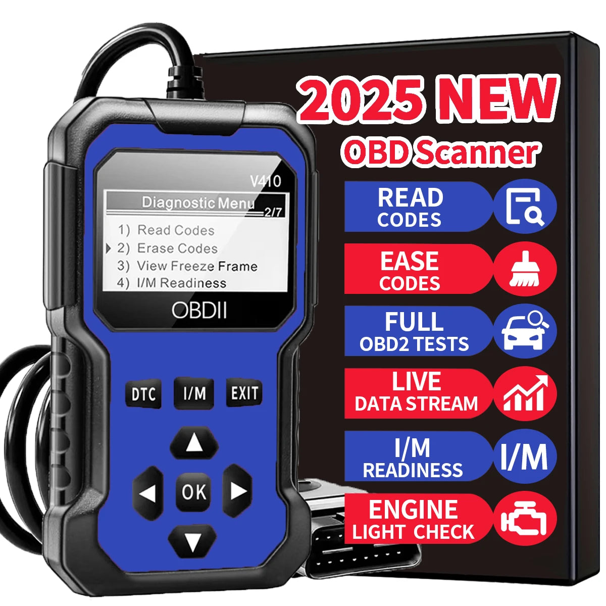 OBD2 Car Diagnostic Scanner – Engine Fault Code Reader for All OBD II Vehicles (1996+)