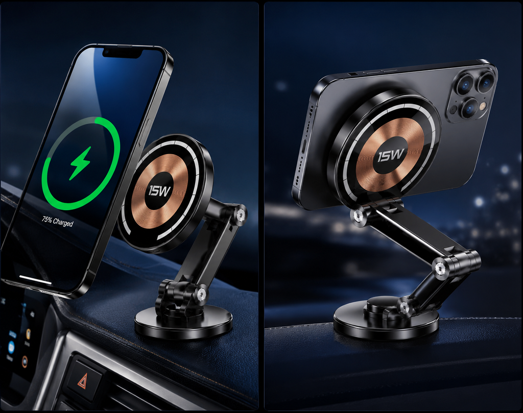 Magnetic Wireless Car Charger 15W | מטען מגנטי אלחוטי 15W לרכב